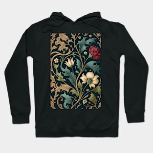 Floral Garden Botanical Print Black Background Hoodie